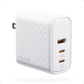VOLTME 100W GaN III USB C Wall Charger (Foldable Plug), 3-Port PD 3.0 PPS Fast Charge USB-C Charger for Chromebook Laptop, MacBook Pro/Air, Pixelbook, ThinkPad, Dell XPS, iPad, iPhone 14 13, Samsung in Kuwait