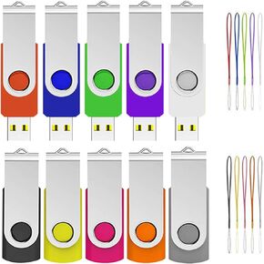 (Not 128GB) 128MB USB Flash Drive 10 Pack, ABLAZE USB 2.0 Memory Stick with Lanyards Swivel Thumb Drives Bulk U Disk 128MB Pendrive Zip Drive for Data Storage (128MB,10 Pack, Mixcolor)