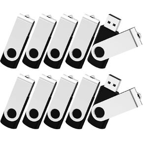 KOOTION Wholesale Bulk 50 Pack USB Flash Drive 128MB Flash Drive Thumb Drive Flash Drives Swivel Memory Stick, Black
