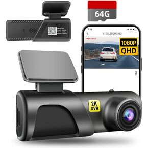 Dash Cam Front 1080P Full HD Dash Camera for Cars with Free 64GB SD Card Mini Car Camera, Super Night Vision,170°Wide Angle,WDR, 24H Parking Mode,iOS/Android App Control，Loop Recording in Saudi Arabia