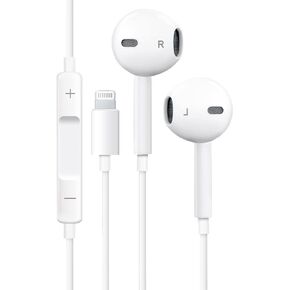 Apple Earbuds/Wired Earphones/iPhone Headphones/Lightning Connector [Apple MFi Certified] Built-in Microphone & Volume Control Compatible with iPhone 14/13/12/11/SE/X/XR/XS/8/7, Support All iOS System in Kuwait