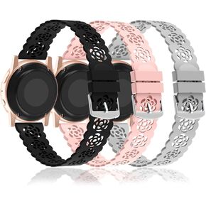 Nigaee 3 Pack 20mm Lace Silicone Band Compatible for Samsung Galaxy Watch 6 40mm/Watch 5 40mm 44mm/Watch 5 Pro 45mm/Watch 4 40mm 44mm/Watch 4 Classic 42 46mm/Watch 3 41mm/Active 40mm/Active 2 40 44mm