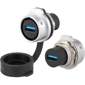PENGLIN 2PCS USB 3.0 Type A Waterproof Circular Connector,USB Panel Mount Socket Female to Female,USB 3.0 Feed Thru Coupler High Speed Data Coupler Extension Adapter