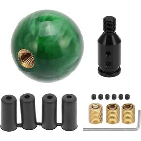 X AUTOHAUX Car Titanium Tone Round Ball Gear Shifter Shift Knob Manual Transmission with M12x1.25 Black Shift Knob Adapter Set