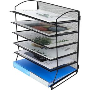 باج منظم ملفات سطح المكتب من 6 طبقات، رف مجلد مستندات شبكي معدني، حامل مجلات للمنزل والمكتب والمدرسة، اسود in Kuwait