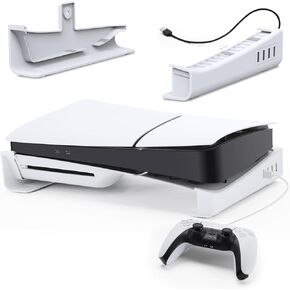 Grathia Horizontal Stand for PS5 Slim Console with Hub, Base Stand Holder Accessories Compatible with Playstation 5 Slim Disc & Digital Edition, 1 USB-C and 4 USB-A Ports in Kuwait