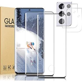 [2+2 Pack] Galaxy S21 Ultra 5G Screen Protector, Ultra HD Tempered Glass Film [Scratch Resistant] [3D full coverage ] [9H Hardness] [Fingerprint Unlock] For Samsung Galaxy S21 Ultra in Saudi Arabia
