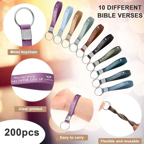 Unittype 200 قطعة عيد الميلاد المسيحية الكتاب المقدس الآية سلاسل المفاتيح ملهمة الكتاب المقدس Keyrings هدية الدينية السائبة للكنيسة in Saudi Arabia