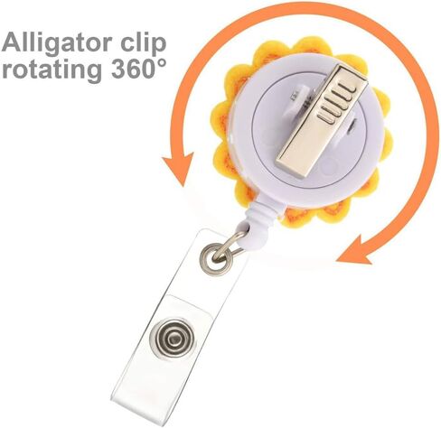 3 Pack Retractable Badge Holder, Sunflower Design ID Badge Reel with Alligator Clip for Name Card Keychain [24" Nylon Wire Cord]… in Kuwait