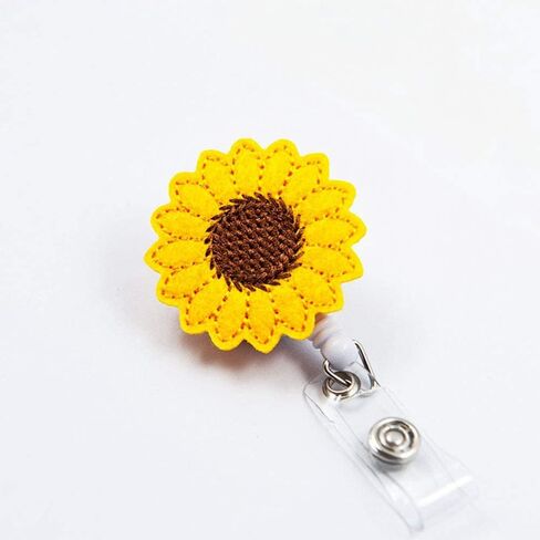 3 Pack Retractable Badge Holder, Sunflower Design ID Badge Reel with Alligator Clip for Name Card Keychain [24" Nylon Wire Cord]… in Kuwait
