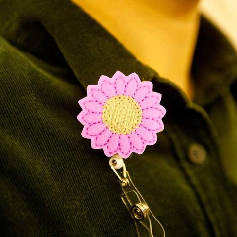 3 Pack Retractable Badge Holder, Sunflower Design ID Badge Reel with Alligator Clip for Name Card Keychain [24" Nylon Wire Cord]… in Kuwait
