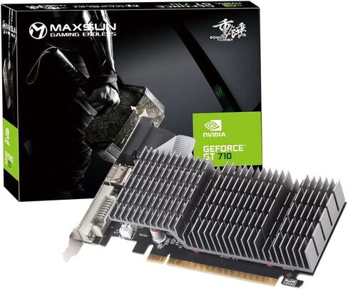 بطاقة رسومات فيديو maxsun GEFORCE GT 710 سعة 2 جيجابايت منخفضة الحجم وجاهزة ذات عامل صغير الحجم تدعم وحدة معالجة الرسومات DirectX12 OpenGL4.5، استهلاك منخفض، VGA، DVI-D، HDMI، HDCP، نظام تبريد صامت بدون مروحة in Kuwait