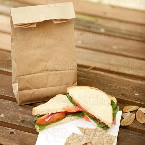 Brown Kraft Paper Bag (8 lb) Small - Paper Lunch Bags, Small Snacks, Gift Bags, Grocery, Merchandise, Party Bags (6 1/8 x 4 1/8 x 12 7/16 in.) (8 Pound Capacity) by EcoQuality (100) in Saudi Arabia