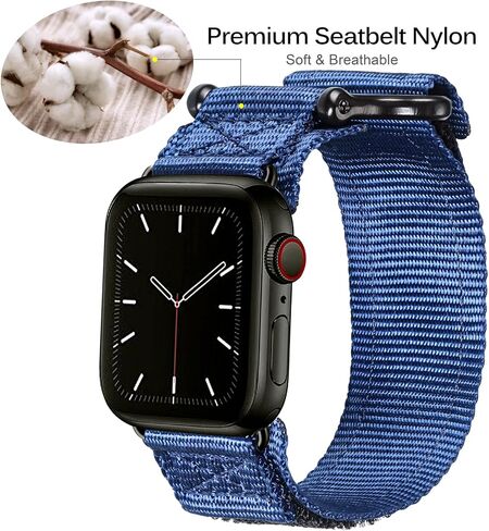 متوافق مع سوار ساعة Apple، حزام رياضي من النايلون المتين للغاية مع تصميم حلقة منسوجة لساعة iWatch 49 مم/42 مم/44 مم/45 مم 38 مم/40 مم/41 مم، حزام بديل متين لسلسلة Ultra 8/7/6/5/4/3/2/ 1/س رجال نساء in Kuwait