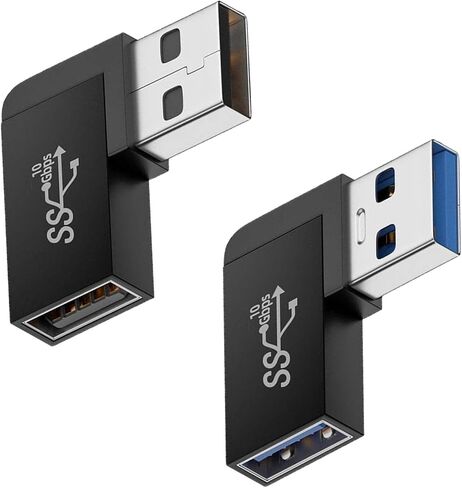 Leehitech USB 3.0 90 درجة زاوية يسار يمين USB-A ذكر إلى أنثى محول موصل موسع، محول تمديد USB 2 قطعة لأجهزة الكمبيوتر المحمولة، وشواحن الحائط، وبنوك الطاقة in Kuwait