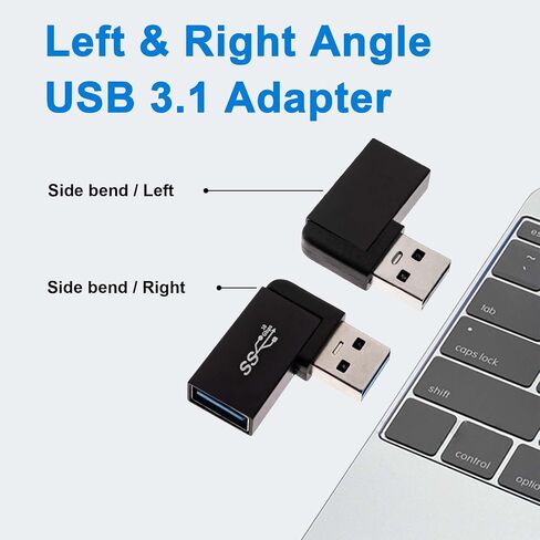 Leehitech USB 3.0 90 درجة زاوية يسار يمين USB-A ذكر إلى أنثى محول موصل موسع، محول تمديد USB 2 قطعة لأجهزة الكمبيوتر المحمولة، وشواحن الحائط، وبنوك الطاقة in Kuwait