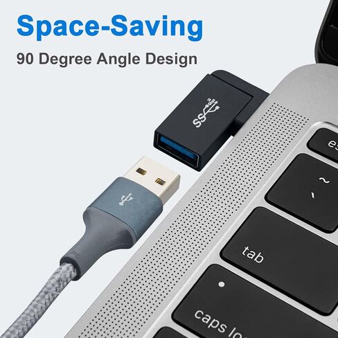Leehitech USB 3.0 90 درجة زاوية يسار يمين USB-A ذكر إلى أنثى محول موصل موسع، محول تمديد USB 2 قطعة لأجهزة الكمبيوتر المحمولة، وشواحن الحائط، وبنوك الطاقة in Kuwait