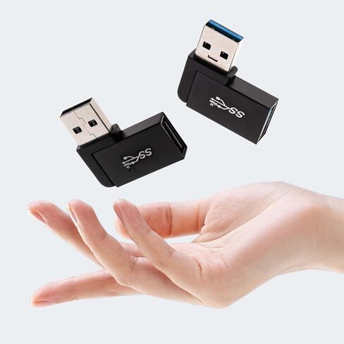 Leehitech USB 3.0 90 درجة زاوية يسار يمين USB-A ذكر إلى أنثى محول موصل موسع، محول تمديد USB 2 قطعة لأجهزة الكمبيوتر المحمولة، وشواحن الحائط، وبنوك الطاقة in Kuwait