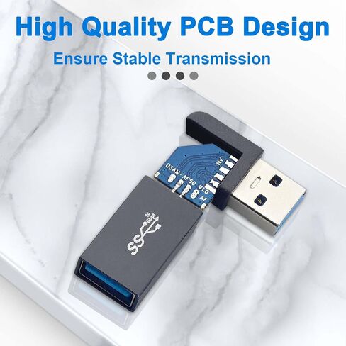 Leehitech USB 3.0 90 درجة زاوية يسار يمين USB-A ذكر إلى أنثى محول موصل موسع، محول تمديد USB 2 قطعة لأجهزة الكمبيوتر المحمولة، وشواحن الحائط، وبنوك الطاقة in Kuwait