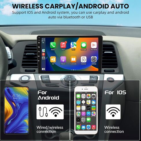 for Nissan Murano 2011-2014 Android Car Stereo Support Wireless Carplay Android Auto 2+32G with 9" Touchscreen GPS Navigation Bluetooth USB WiFi FM/RDS Radio Receiver AHD Backup Camera + External Mic in Saudi Arabia