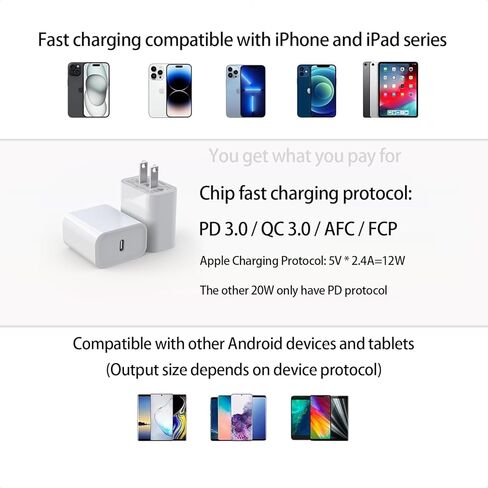 USB-C Fast Charger Cube 20W for iPhone iPad iWatch Charging Block, LPPDWXR PD 20 Watts Power Adapter Plug,White 1Pack in Kuwait