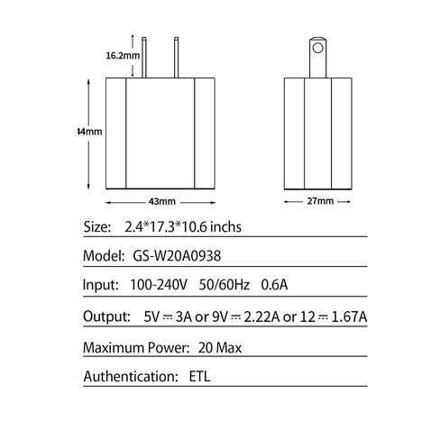 USB-C Fast Charger Cube 20W for iPhone iPad iWatch Charging Block, LPPDWXR PD 20 Watts Power Adapter Plug,White 1Pack in Kuwait