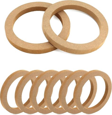 QWORK Wooden Speaker Spacer Rings, 8 Pcs 6.5" Car MDF Speaker Ring, MDF Tweeter Wood Rings for 6.5 Inch Speakers in Kuwait