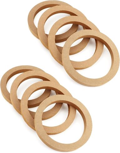 QWORK Wooden Speaker Spacer Rings, 8 Pcs 6.5" Car MDF Speaker Ring, MDF Tweeter Wood Rings for 6.5 Inch Speakers in Kuwait