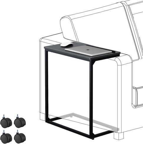 Couch Desk with Lockable Wheels, Slide Sofa Desk with Tiltable Drawing Board, Over Couch Arm Side Table Desk for Eating and Laptops, Portable Ergonomic Laptop Stand for Home Office Work, Black in Saudi Arabia
