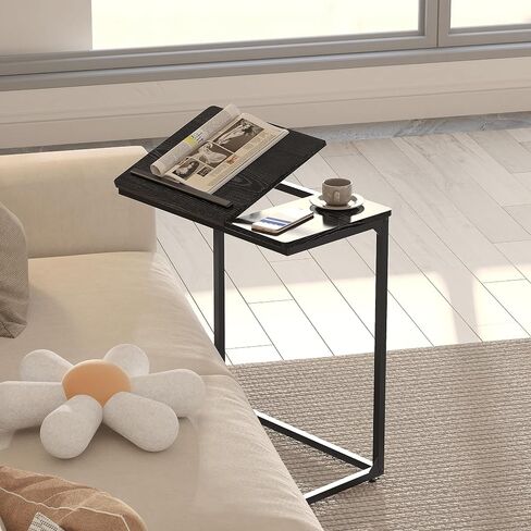 Couch Desk with Lockable Wheels, Slide Sofa Desk with Tiltable Drawing Board, Over Couch Arm Side Table Desk for Eating and Laptops, Portable Ergonomic Laptop Stand for Home Office Work, Black in Saudi Arabia