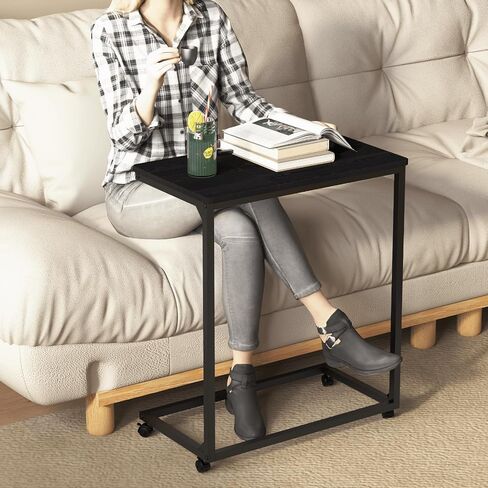Couch Desk with Lockable Wheels, Slide Sofa Desk with Tiltable Drawing Board, Over Couch Arm Side Table Desk for Eating and Laptops, Portable Ergonomic Laptop Stand for Home Office Work, Black in Saudi Arabia
