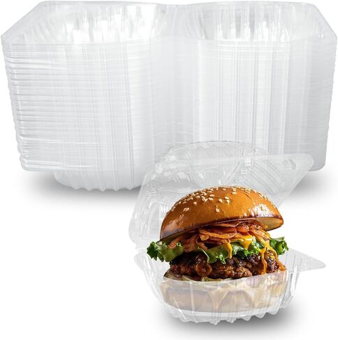 100 قطعة من حاويات إخراج البلاستيك الشفاف من SEUNGCH، حاويات بلاستيكية للاستعمال مرة واحدة مع أغطية شفافة، حاويات شرائح الكيك، صينية إخراج صدفية بلاستيكية للاستعمال مرة واحدة للسلطات والكعك والحلويات in Kuwait