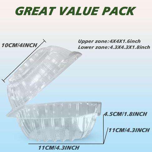 100 قطعة من حاويات إخراج البلاستيك الشفاف من SEUNGCH، حاويات بلاستيكية للاستعمال مرة واحدة مع أغطية شفافة، حاويات شرائح الكيك، صينية إخراج صدفية بلاستيكية للاستعمال مرة واحدة للسلطات والكعك والحلويات in Kuwait