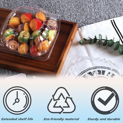 100 قطعة من حاويات إخراج البلاستيك الشفاف من SEUNGCH، حاويات بلاستيكية للاستعمال مرة واحدة مع أغطية شفافة، حاويات شرائح الكيك، صينية إخراج صدفية بلاستيكية للاستعمال مرة واحدة للسلطات والكعك والحلويات in Kuwait