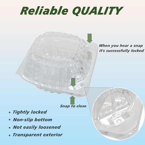 100 قطعة من حاويات إخراج البلاستيك الشفاف من SEUNGCH، حاويات بلاستيكية للاستعمال مرة واحدة مع أغطية شفافة، حاويات شرائح الكيك، صينية إخراج صدفية بلاستيكية للاستعمال مرة واحدة للسلطات والكعك والحلويات in Kuwait