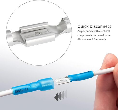 Wirefy Wire Spade Connectors - Female Wire Connectors Kit - Quick Disconnect Wire Connectors - Electrical Spade Terminals - Blue 16-14 Gauge - 150 PCS in Kuwait
