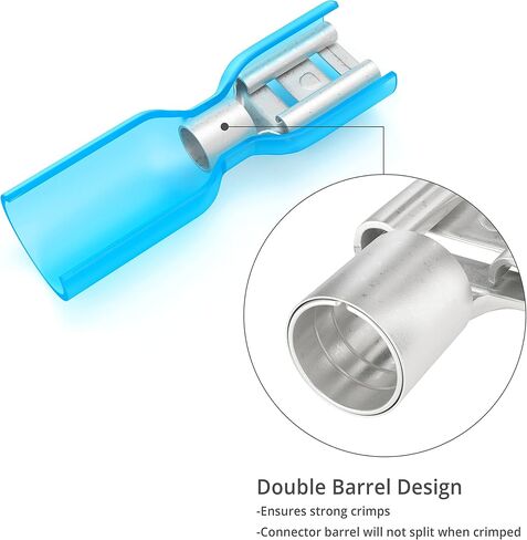 Wirefy Wire Spade Connectors - Female Wire Connectors Kit - Quick Disconnect Wire Connectors - Electrical Spade Terminals - Blue 16-14 Gauge - 150 PCS in Kuwait