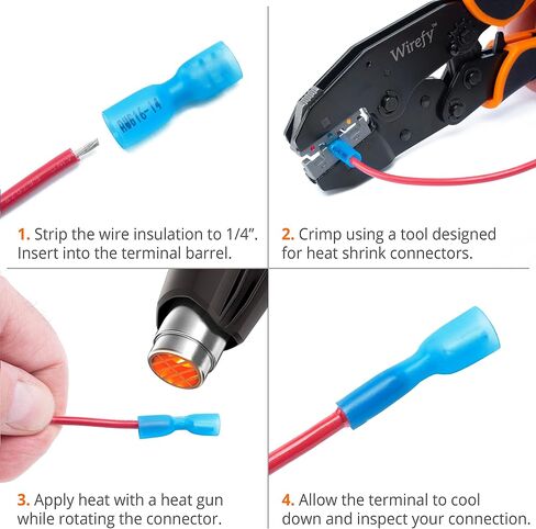 Wirefy Wire Spade Connectors - Female Wire Connectors Kit - Quick Disconnect Wire Connectors - Electrical Spade Terminals - Blue 16-14 Gauge - 150 PCS in Kuwait