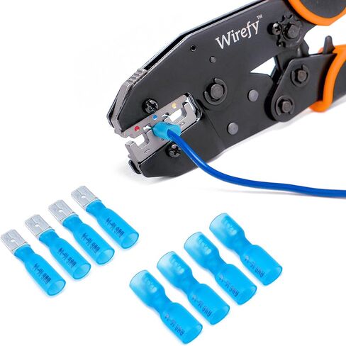 Wirefy Wire Spade Connectors - Female Wire Connectors Kit - Quick Disconnect Wire Connectors - Electrical Spade Terminals - Blue 16-14 Gauge - 150 PCS in Kuwait