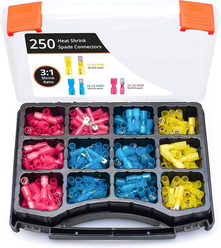 Wirefy Wire Spade Connectors - Female Wire Connectors Kit - Quick Disconnect Wire Connectors - Electrical Spade Terminals - Blue 16-14 Gauge - 150 PCS in Kuwait