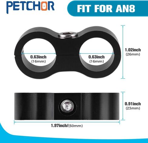 PETCHOR 8AN خرطوم ألومنيوم أسود، 8 قطع AN8 مشبك فاصل خرطوم مضفر، محول تركيب خرطوم ألومنيوم رائع لخرطوم الوقود 1/2، خط الزيت، خط الفرامل، أنابيب المياه وخط الغاز in Saudi Arabia