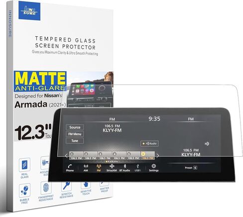 Tempered Glass Screen Protector for 2021/2022/2023/2024 Nissan Armada S/SV/Midnight/SL/Platinum 12.3" Touchscreen (HD Clear) in Kuwait
