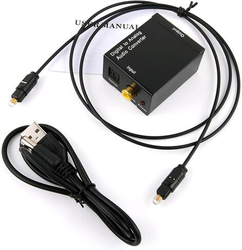 Cuxnoo Digital to Analog Audio Adapter, Convert Digital Coaxial/Optical Signal from PS4, Xbox, Blu-ray Player to Analog for RCA L/R Audio Speaker in Kuwait