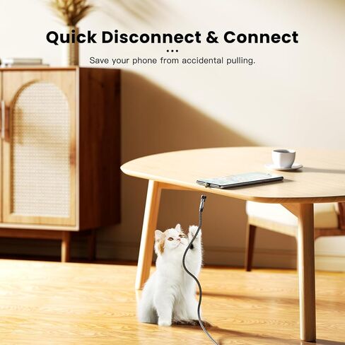 كابل شحن مغناطيسي من ESSAGER 4 حزم (3.3/3.3/6.6/6.6FT)، دوران مغناطيسي 540 درجة، مؤشر LED، توافق عالمي، كابل شاحن USB C Type-C Micro iPhone 3 في 1 (أسود) in Kuwait