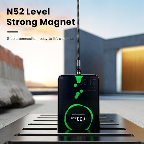 كابل شحن مغناطيسي من ESSAGER 4 حزم (3.3/3.3/6.6/6.6FT)، دوران مغناطيسي 540 درجة، مؤشر LED، توافق عالمي، كابل شاحن USB C Type-C Micro iPhone 3 في 1 (أسود) in Kuwait