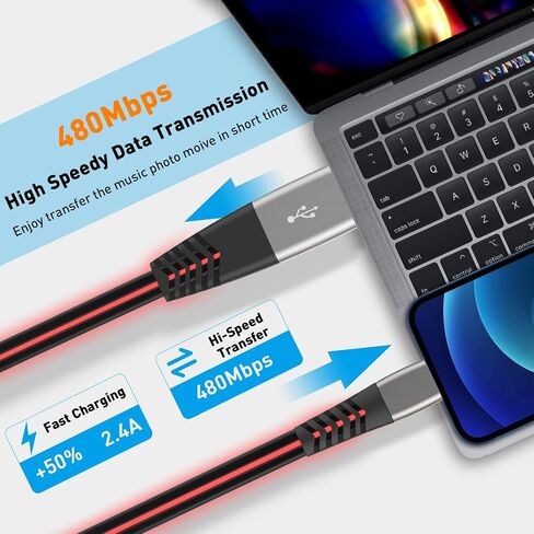 شاحن iPhone، كابل إضاءة LED [معتمد من Apple MFi] سلك إضاءة USB للشحن/المزامنة متوافق مع iPhone SE 11 11 Pro 11 Pro Max Xs MAX XR X 8 7 6S، iPad والمزيد (أزرق، 3 أقدام) in Saudi Arabia