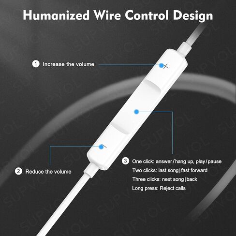 Apple Earbuds/Wired Earphones/iPhone Headphones/Lightning Connector [Apple MFi Certified] Built-in Microphone & Volume Control Compatible with iPhone 14/13/12/11/SE/X/XR/XS/8/7, Support All iOS System in Kuwait