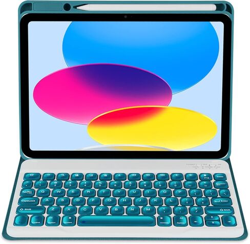 حافظة لوحة مفاتيح Eisuiyi لجهاز iPad الجيل العاشر 2022 مقاس 10.9 بوصة، لوحة مفاتيح لاسلكية قابلة للفصل بإضاءة خلفية 7 ألوان مع غطاء حماية مغناطيسي لجهاز iPad10، حامل أقلام مدمج، حماية كاملة، أسود in Kuwait