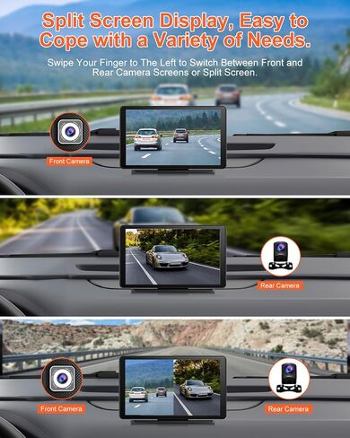 cogamichi المحمولة Apple Carplay & Android Auto مع كاميرا احتياطية 2.5K Dash Cam 1080P، شاشة تشغيل السيارة x7 بوصة HD IPS تعمل باللمس Carplay للسيارة، حامل لوحة القيادة/Airplay/بلوتوث/ملاحة/وصلة مرآة in Kuwait