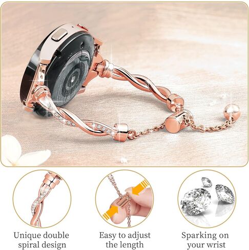 G-ficu Bling Galaxy Watch 6/5/4 Band لساعة Samsung Galaxy Watch 5 Band 40mm 44mm، أساور نسائية رفيعة أنيقة من الألماس الفاخر للساعة 4/Watch 5Pro/Watch 4&6 Classic 42mm 46mm/Watch 3 41mm/Active 2 in Saudi Arabia
